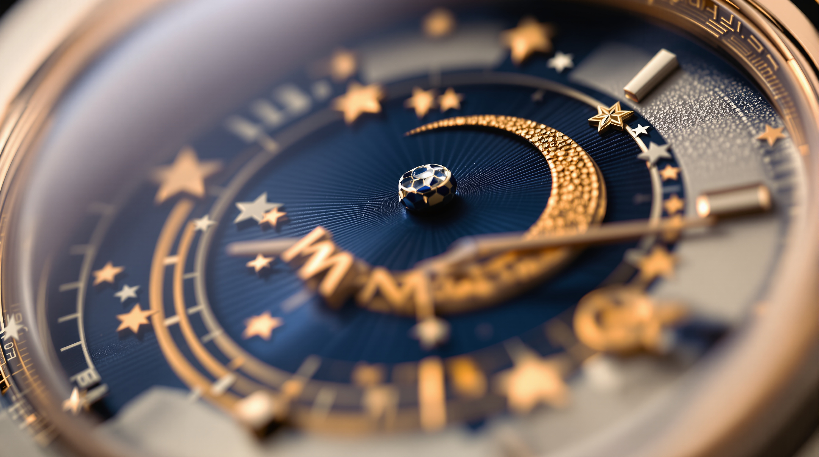 Elegant moonphase complication on luxury watch dial